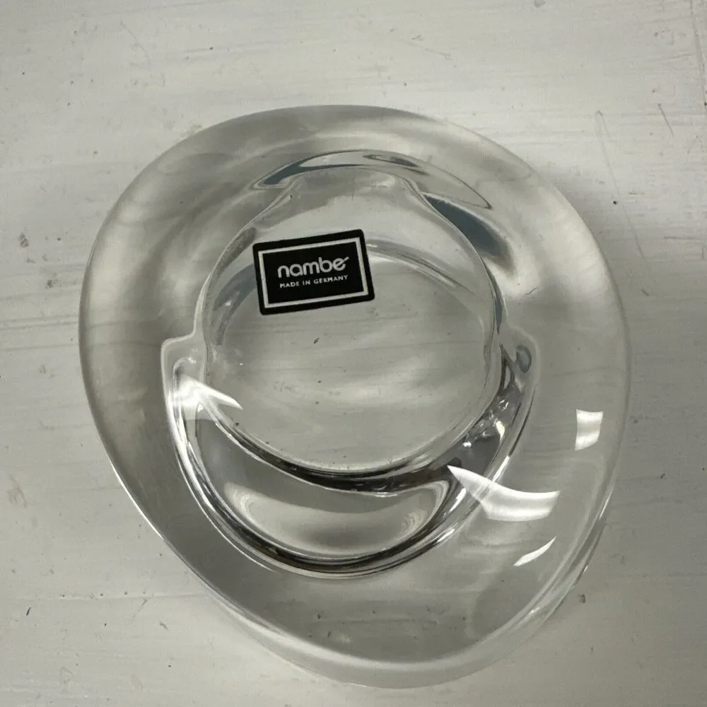 Nambe Lead‎ Crystal Glass Candle Holder Clear Bowl Dish Vase Germany